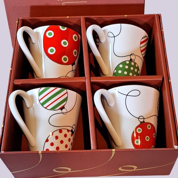 Lenox Merry and Bright Christmas Ornament Mug Cup Boxed Set of 4 - Picture 2 of 8